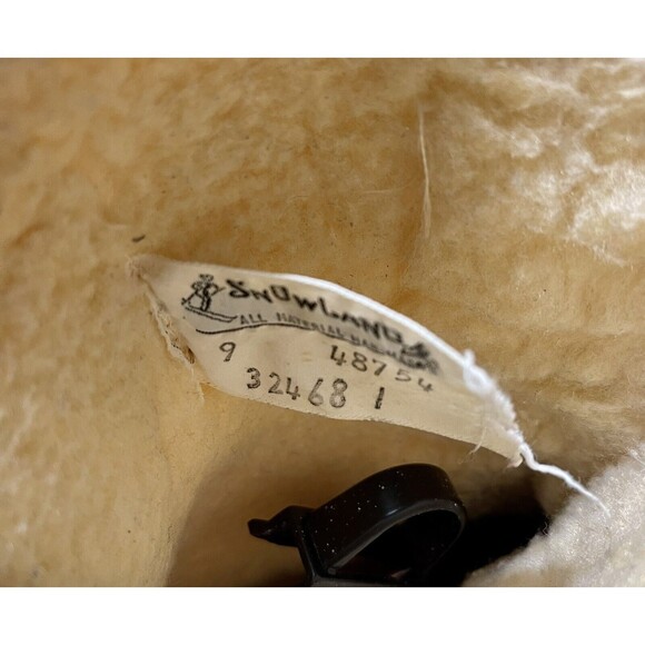 VINTAGE SNOWLAND SUEDE FAUX SHERPA FUR APRES SKI WEDGE BOOTS Size 9 MADE IN USA - Picture 13 of 16